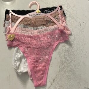 186. Juicy Couture Large Lace with rhinestone monogram 5 pairs
